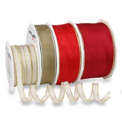 MANHATTAN silk ribbon with golden edges 25-m-roll
